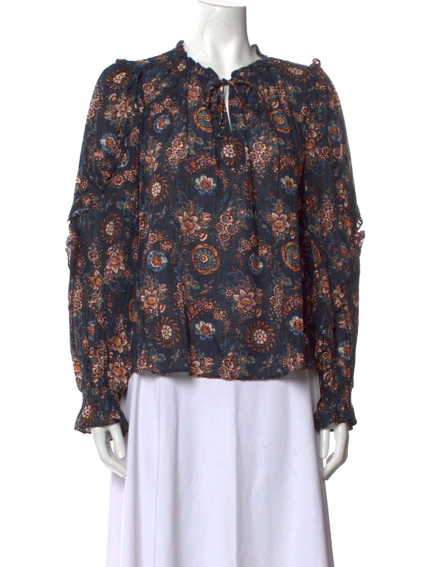 Ulla Johnson Floral Print Tie Neck Blouse