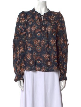 Ulla Johnson Floral Print Tie Neck Blouse