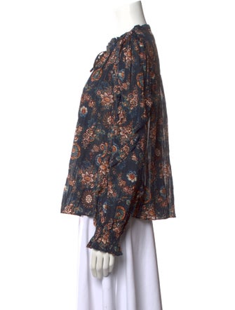 Ulla Johnson Floral Print Tie Neck Blouse