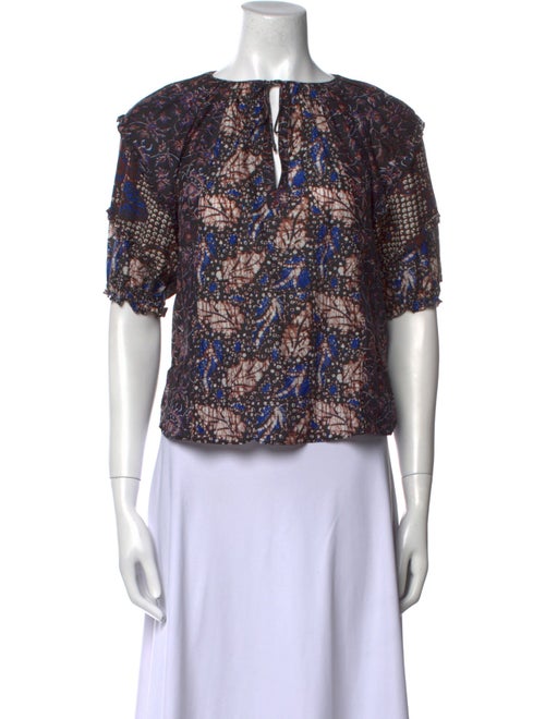 Ulla Johnson Printed V-Neck Crop Top