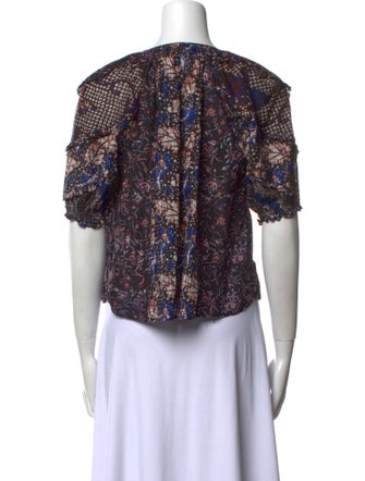 Ulla Johnson Printed V-Neck Crop Top