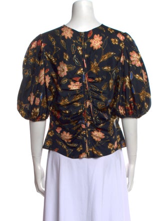 Ulla Johnson Silk Floral Print Crop Top