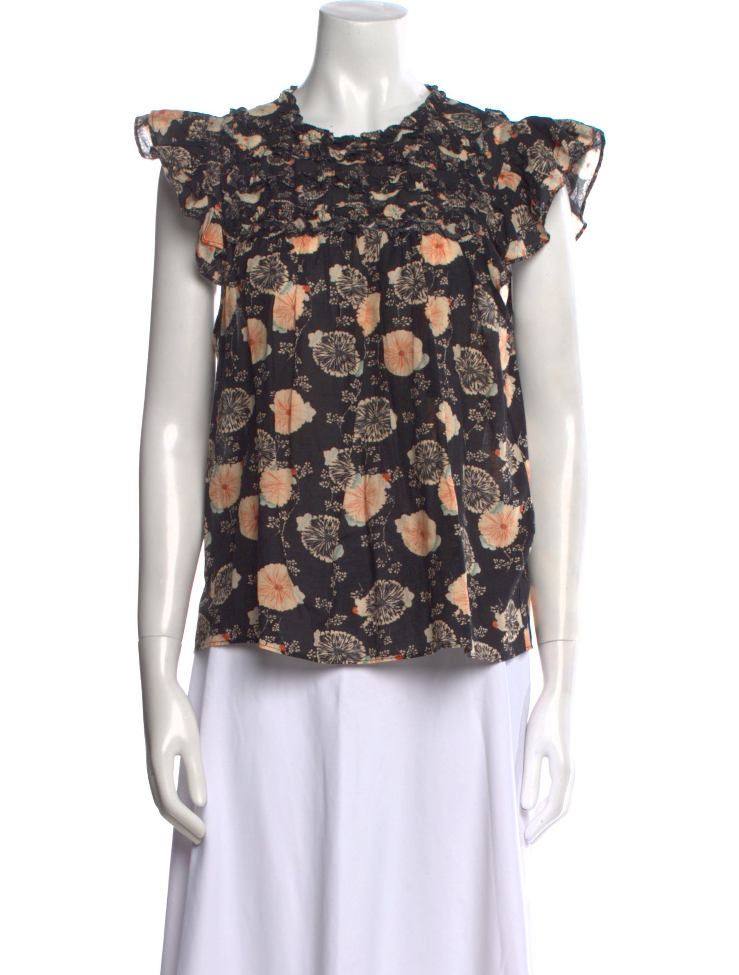 Ulla Johnson Floral Print Crew Neck Blouse