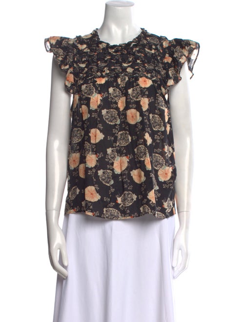 Ulla Johnson Floral Print Crew Neck Blouse