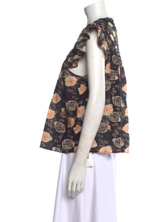 Ulla Johnson Floral Print Crew Neck Blouse