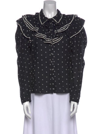 Ulla Johnson Printed Long Sleeve Button-Up Top