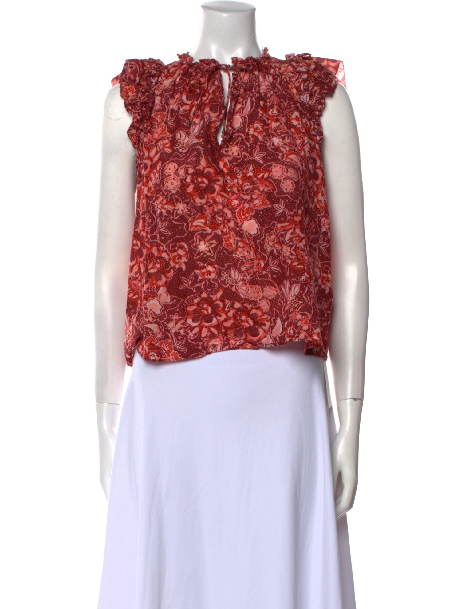 Ulla Johnson Floral Print Tie Neck Crop Top