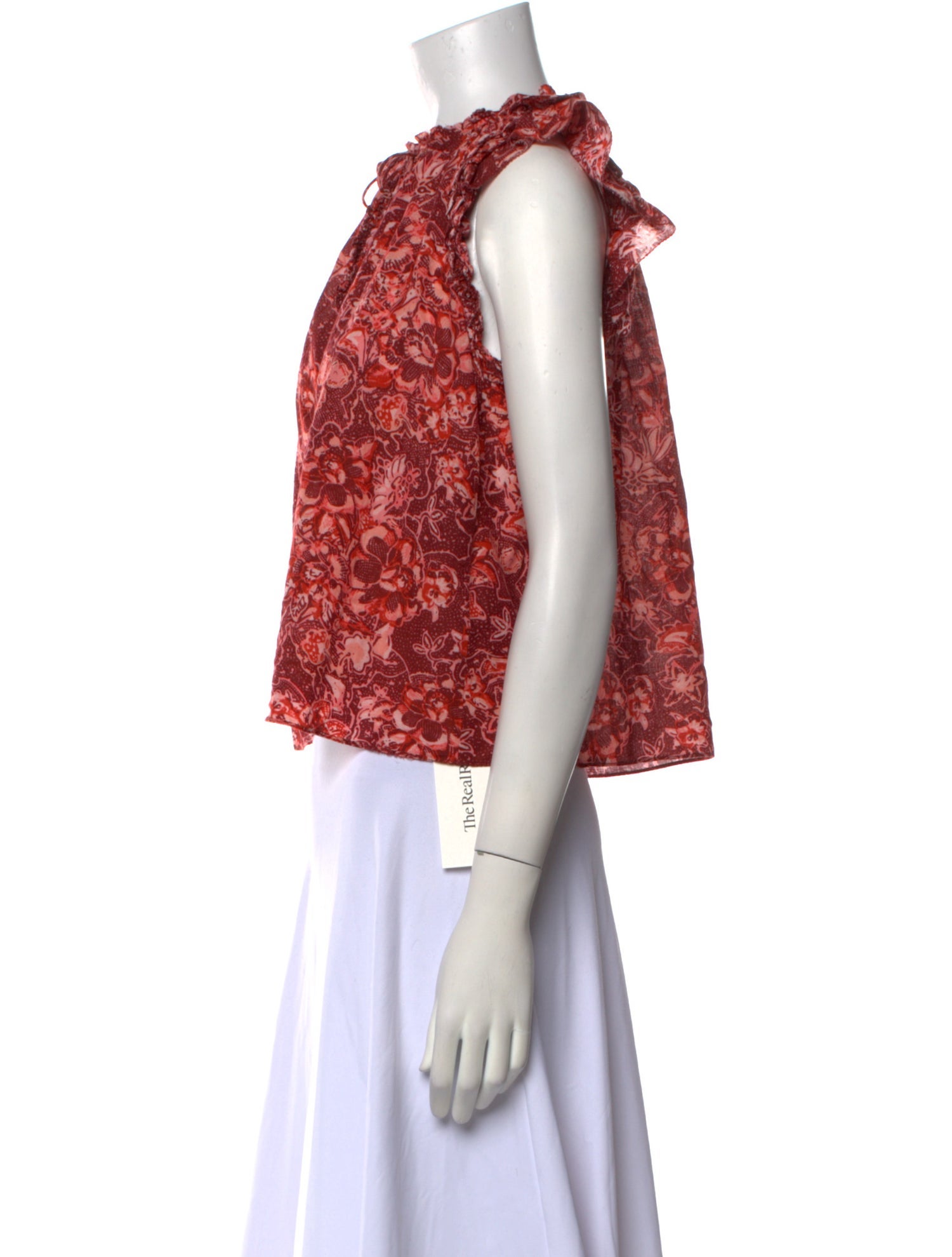 Ulla Johnson Floral Print Tie Neck Crop Top