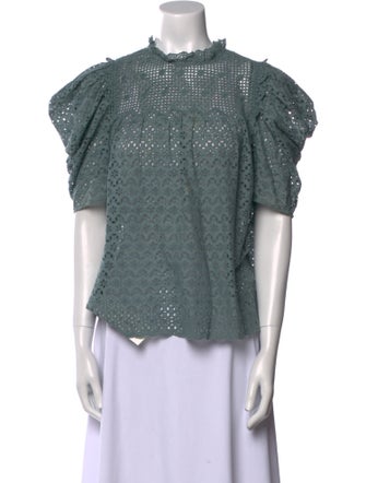 Ulla Johnson Mock Neck Short Sleeve Blouse