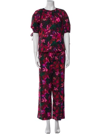 Ulla Johnson Floral Print Ruffle Embellishment Pant Set