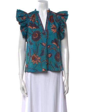 Ulla Johnson Floral Print V-Neck Blouse