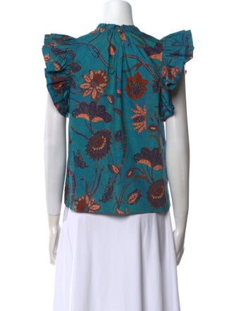 Ulla Johnson Floral Print V-Neck Blouse