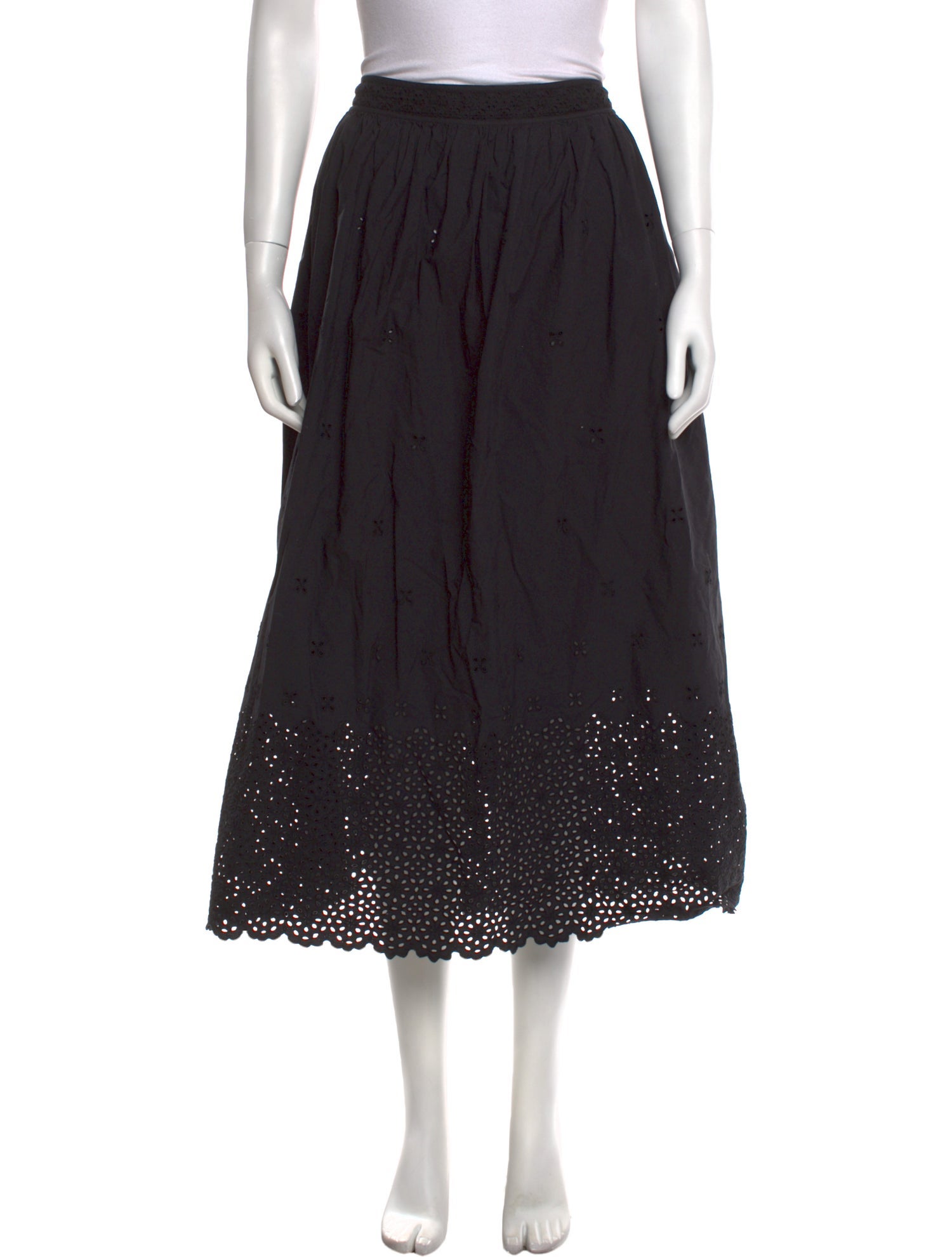 Ulla Johnson Embroidered Accent Midi Length Skirt