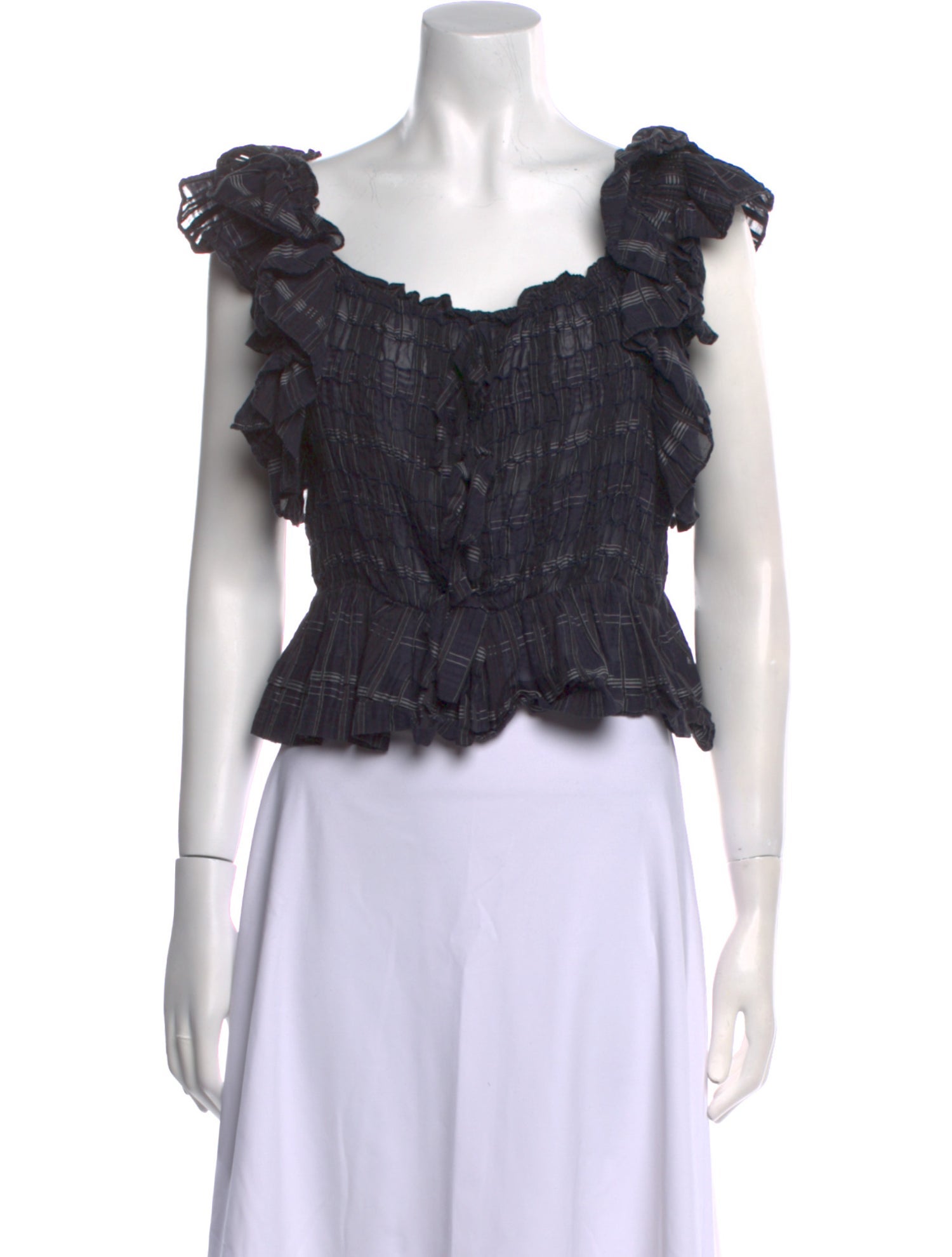 Ulla Johnson Square Neckline Short Sleeve Crop Top