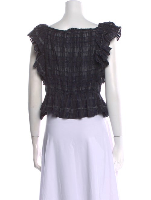 Ulla Johnson Square Neckline Short Sleeve Crop Top