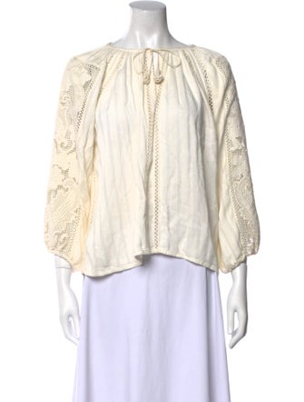 Ulla Johnson Bateau Neckline Three-Quarter Sleeve Blouse