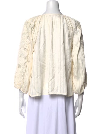 Ulla Johnson Bateau Neckline Three-Quarter Sleeve Blouse