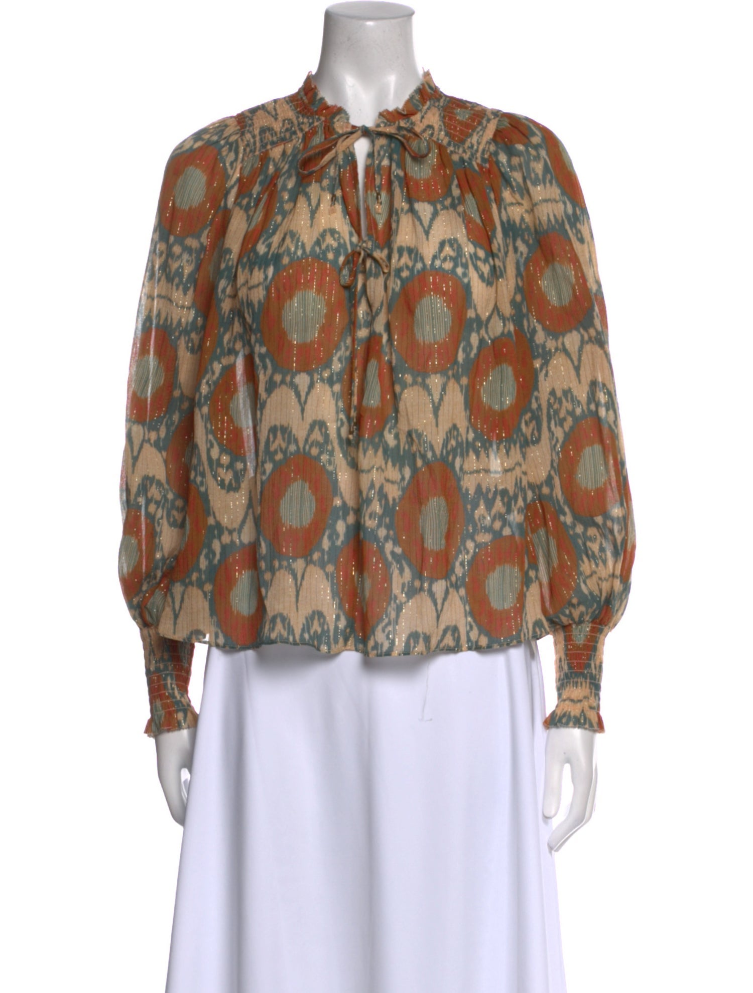 Ulla Johnson Polka Dot Print Mock Neck Blouse w/ Tags