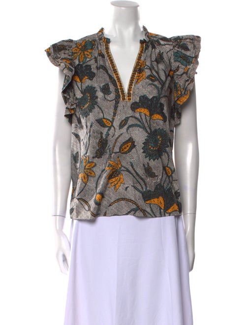 Ulla Johnson Printed V-Neck Blouse
