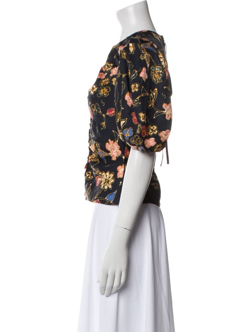 Ulla Johnson Silk Floral Print Crop Top