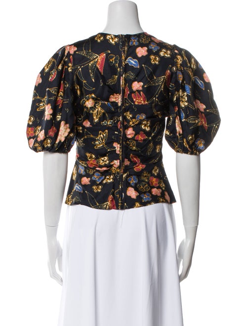 Ulla Johnson Silk Floral Print Crop Top