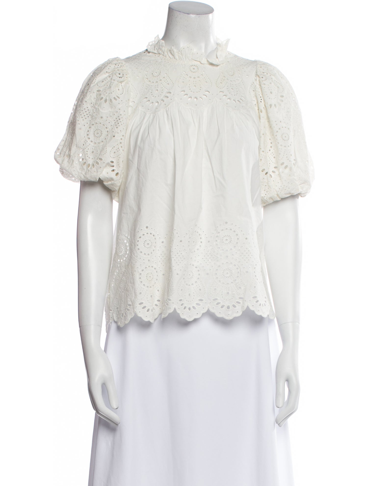 Ulla Johnson Mock Neck Short Sleeve Blouse
