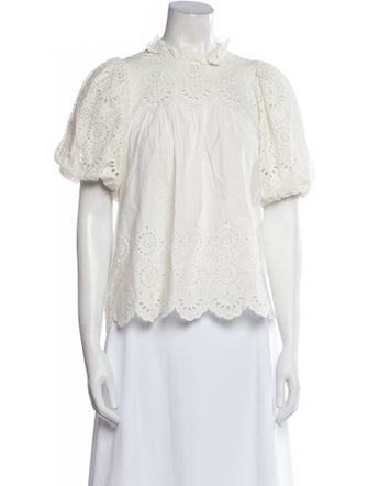Ulla Johnson Mock Neck Short Sleeve Blouse