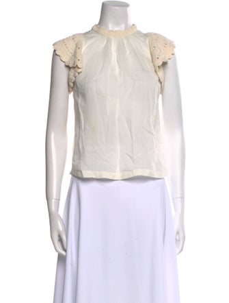 Ulla Johnson Silk Mock Neck Crop Top