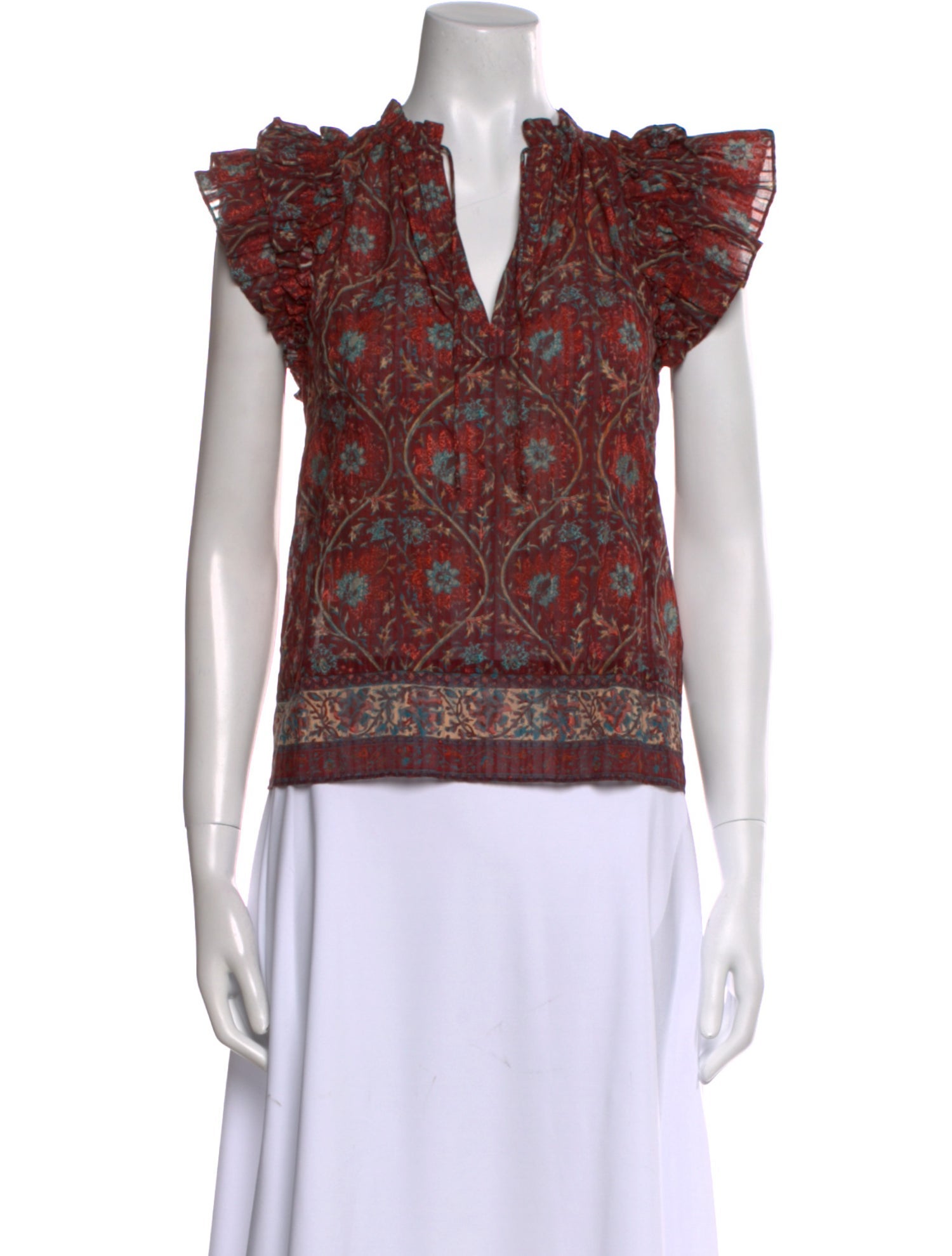Ulla Johnson Paisley Print V-Neck Blouse
