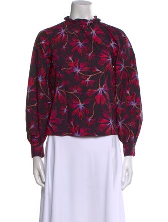 Ulla Johnson Floral Print Mock Neck Blouse
