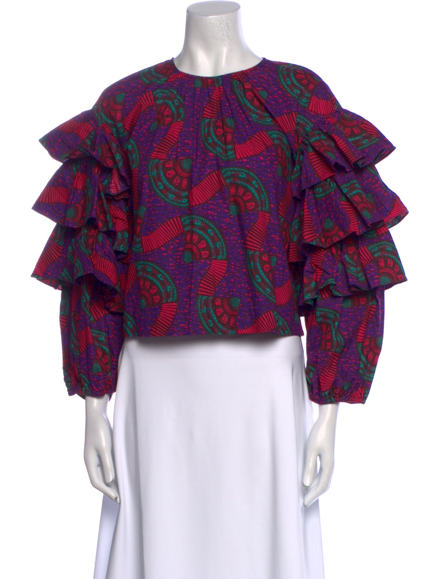 Ulla Johnson Printed Crew Neck Crop Top