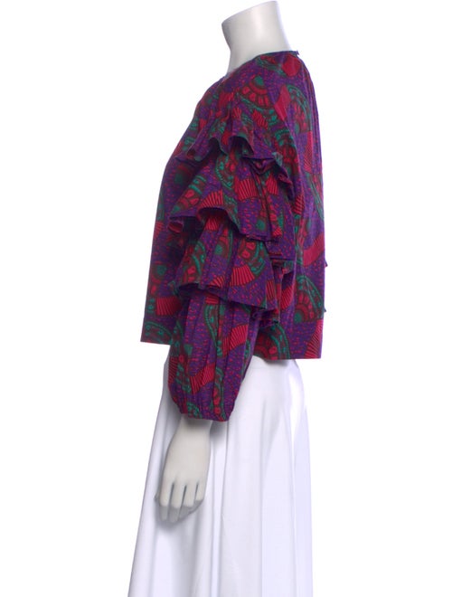 Ulla Johnson Printed Crew Neck Crop Top