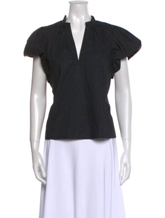 Ulla Johnson V-Neck Short Sleeve Top