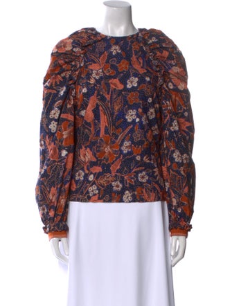 Ulla Johnson Printed Crew Neck Blouse