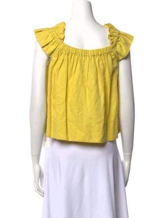 Ulla Johnson V-Neck Short Sleeve Crop Top