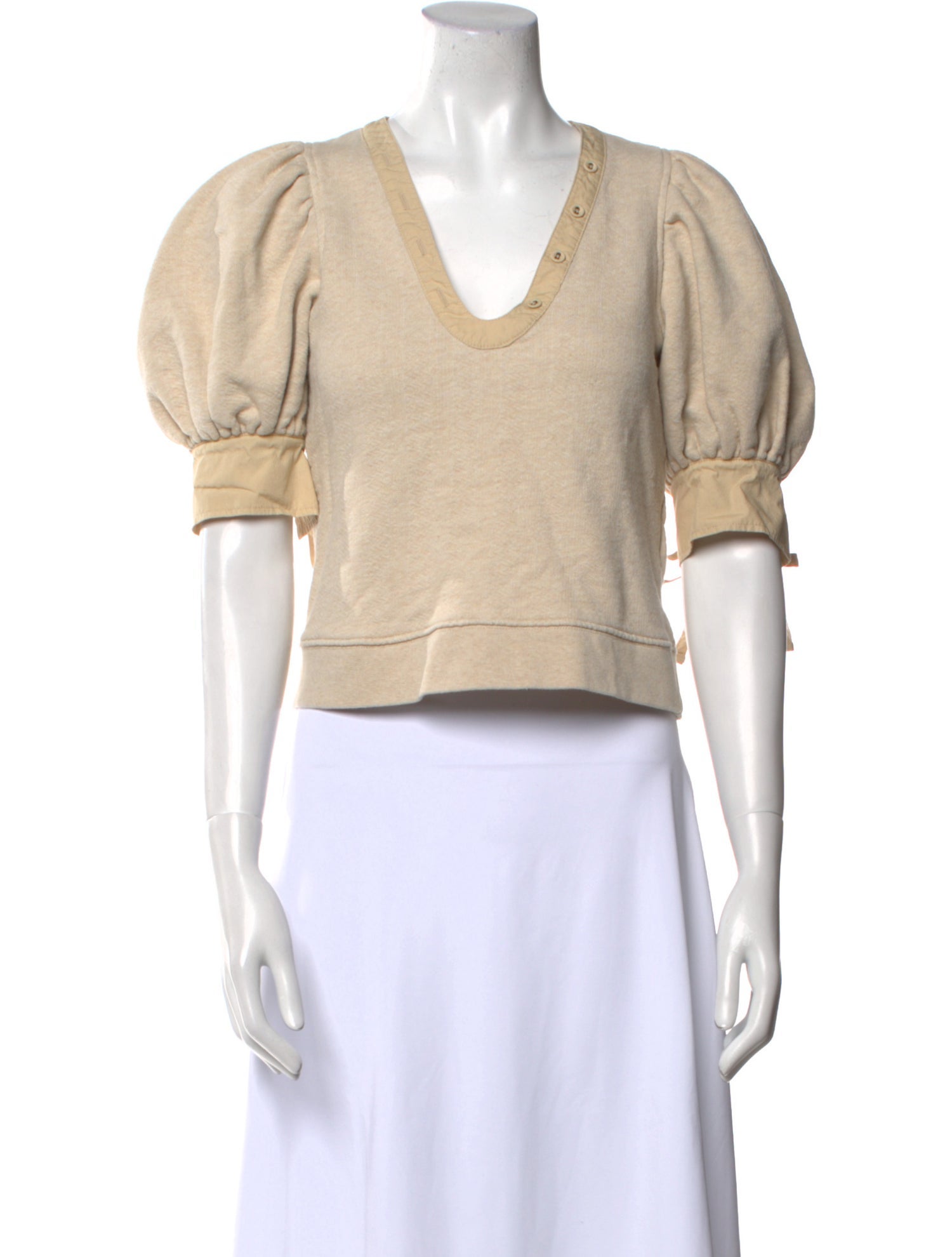 Ulla Johnson V-Neck Short Sleeve Crop Top