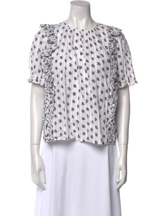 Ulla Johnson Printed Crew Neck Blouse