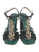 Ulla Johnson Suede Crystal Embellishments T-Strap Sandals
