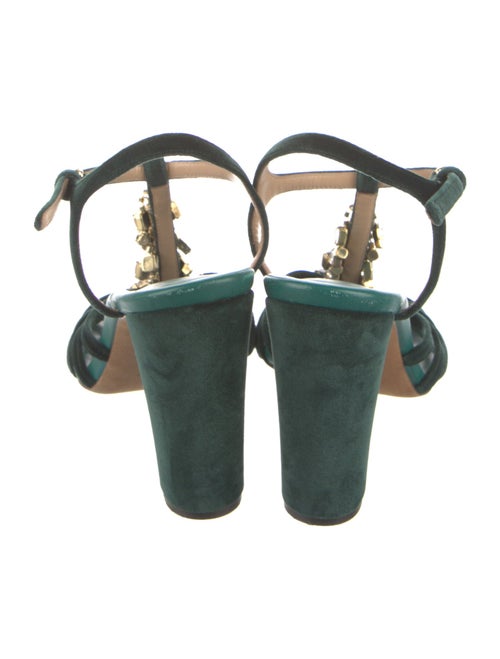 Ulla Johnson Suede Crystal Embellishments T-Strap Sandals