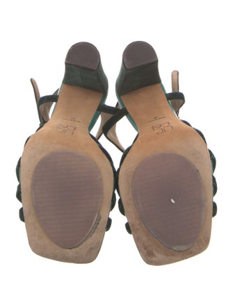 Ulla Johnson Suede Crystal Embellishments T-Strap Sandals