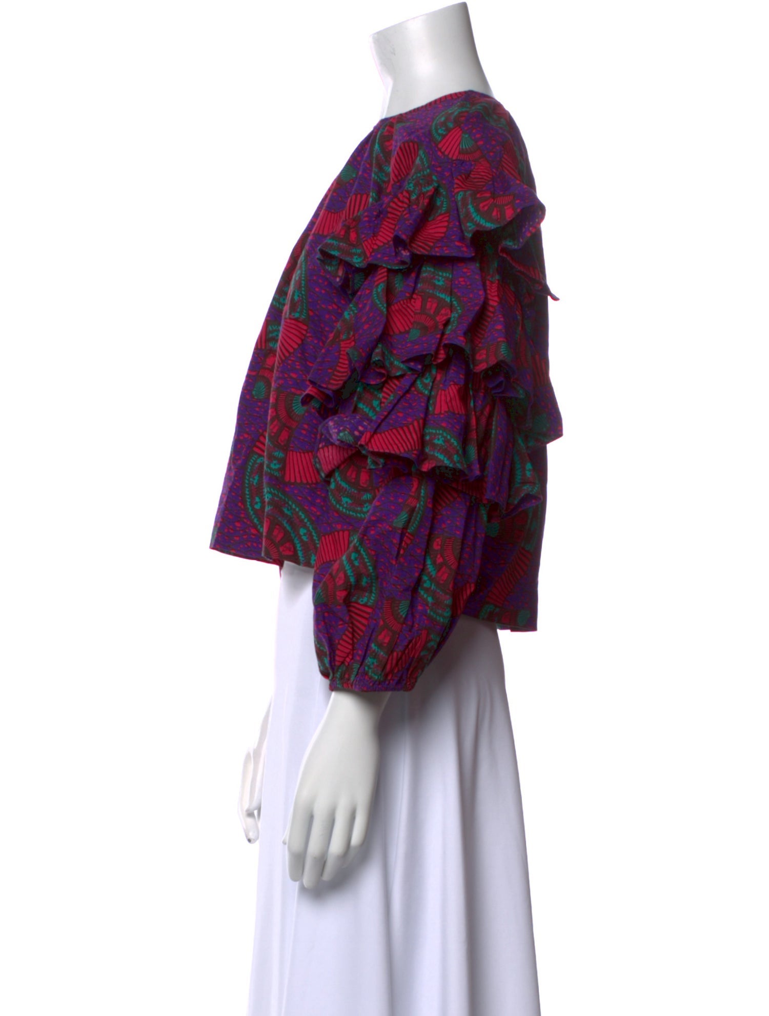 Ulla Johnson Printed Crew Neck Crop Top