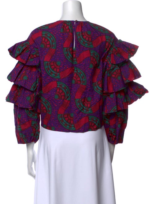 Ulla Johnson Printed Crew Neck Crop Top