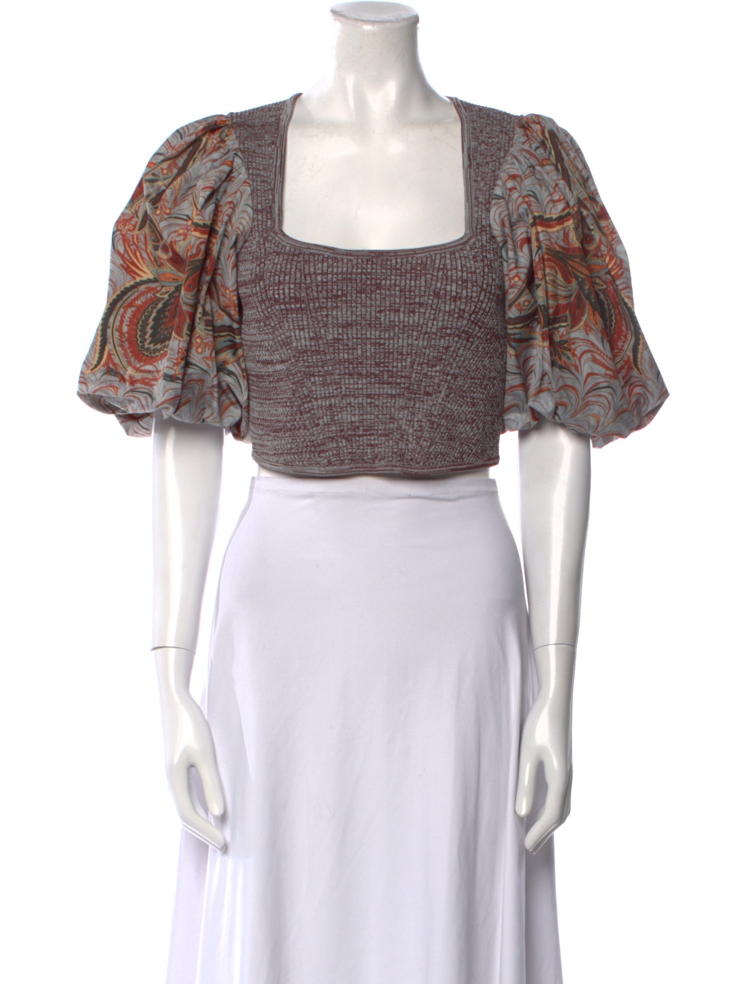 Ulla Johnson Printed Square Neckline Crop Top