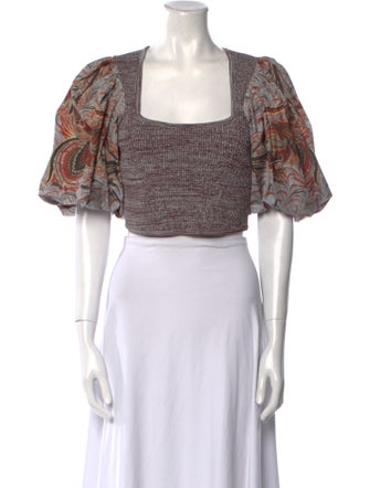 Ulla Johnson Printed Square Neckline Crop Top