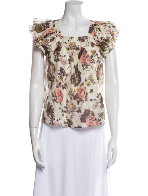Ulla Johnson Floral Print Square Neckline Blouse