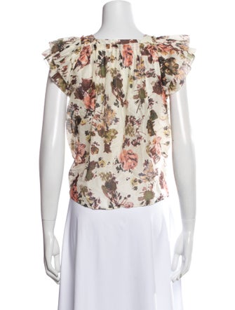 Ulla Johnson Floral Print Square Neckline Blouse