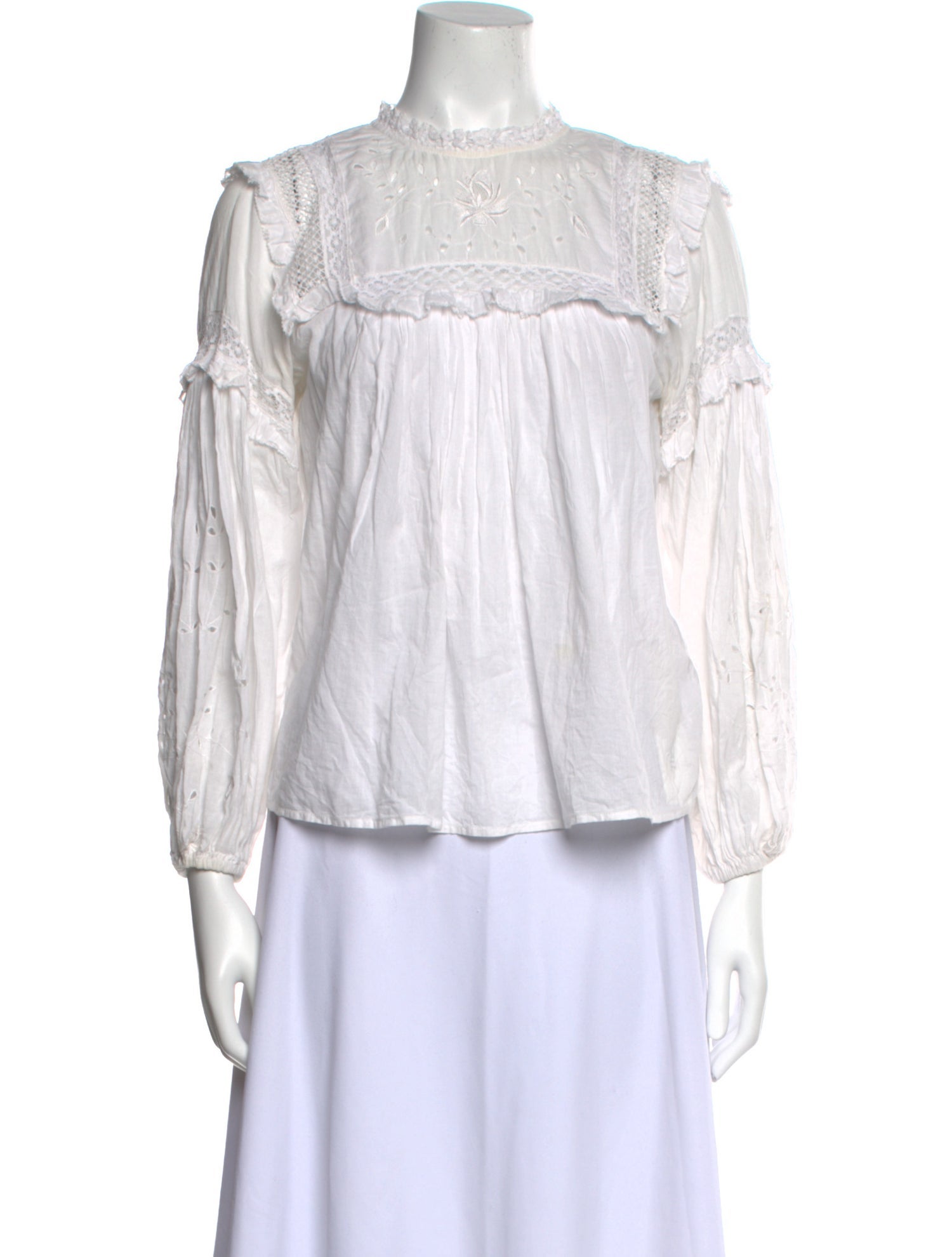 Ulla Johnson Mock Neck Three-Quarter Sleeve Blouse