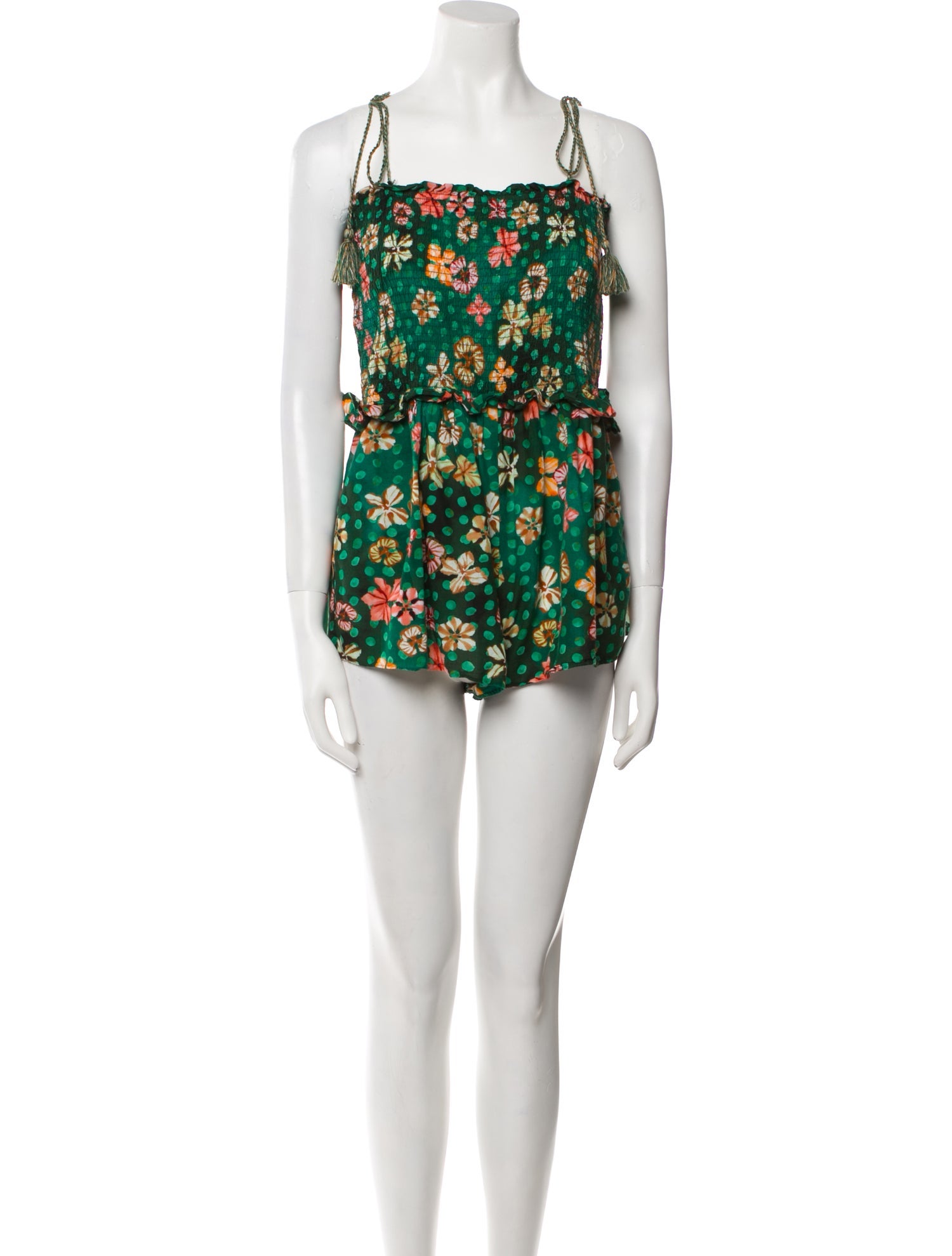 Ulla Johnson Floral Print Square Neckline Romper