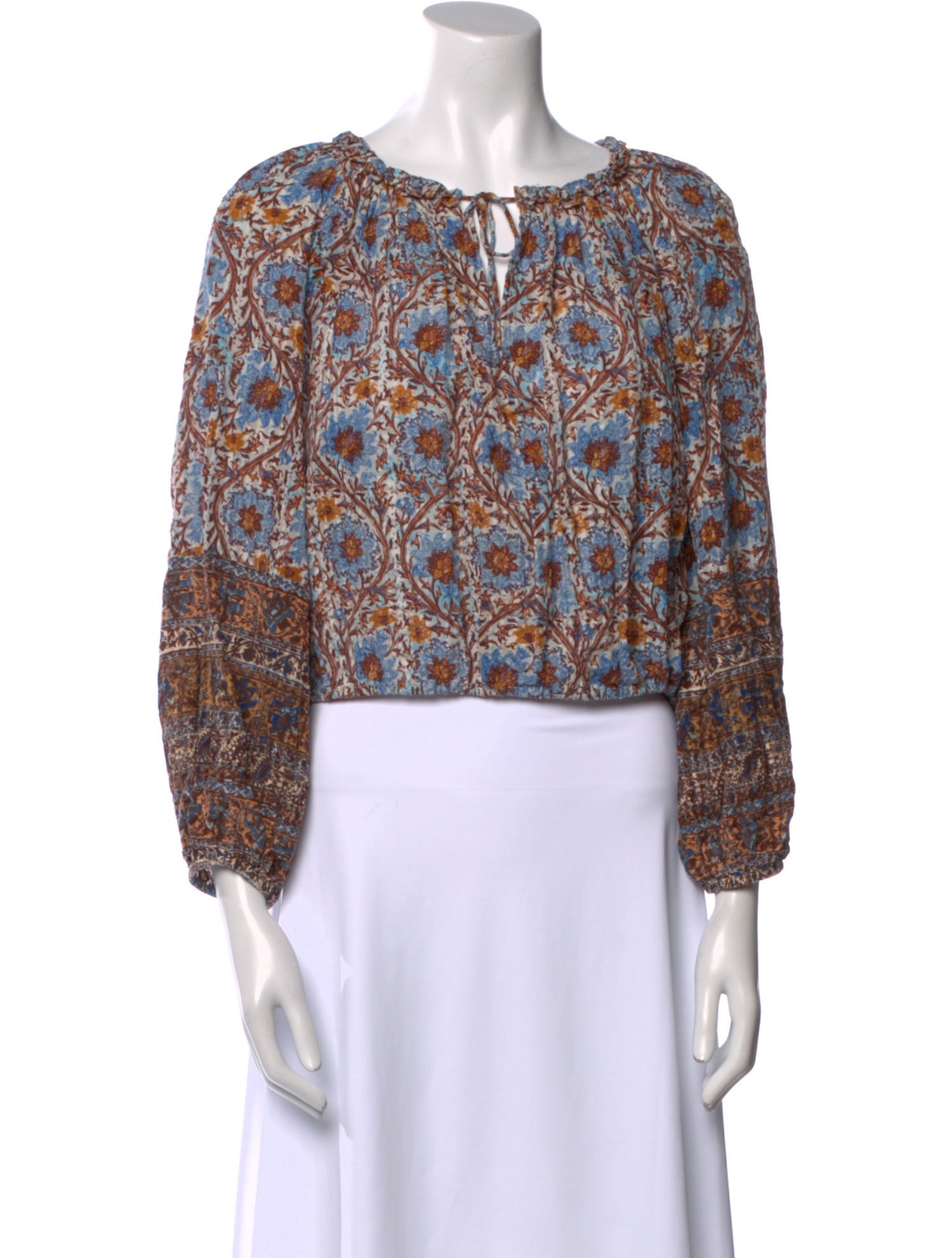 Ulla Johnson Paisley Print Bateau Neckline Crop Top