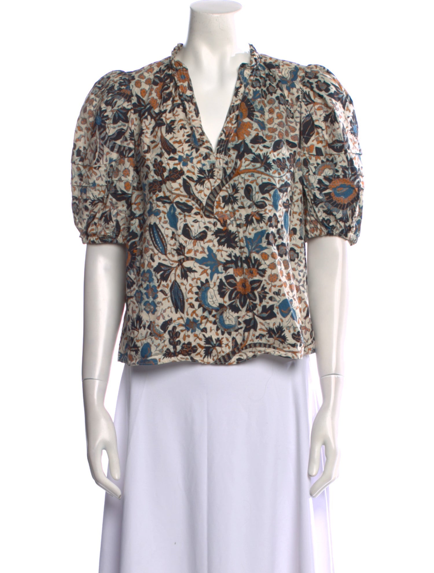 Ulla Johnson Floral Print V-Neck Blouse